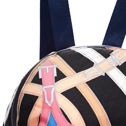 Hermes Silk Barenia Cavalcadour Airsilk Backpack Black Bleu Marine Fauve 8 of 9