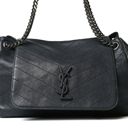 Saint Laurent Vintage Lambskin Chevron Monogram Medium Nolita Dark Smog 7 of 13