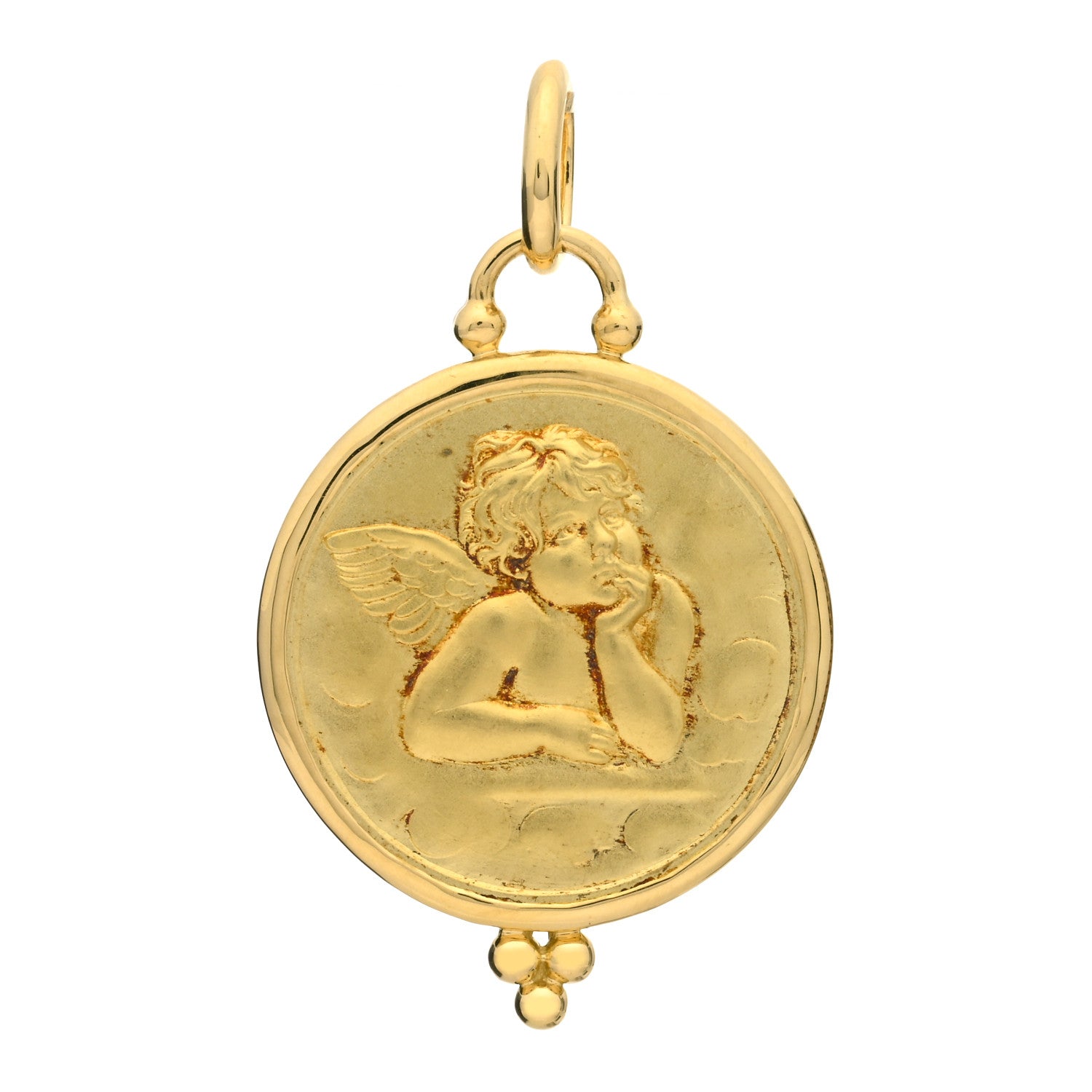 Temple St. Clair 18K Yellow Gold 21mm Angel Pendant 1 of 3