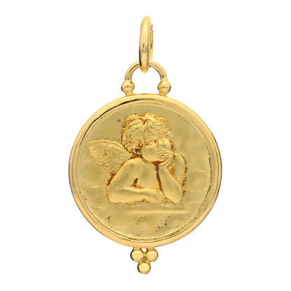 Temple St. Clair 18K Yellow Gold 21mm Angel Pendant 1 of 3