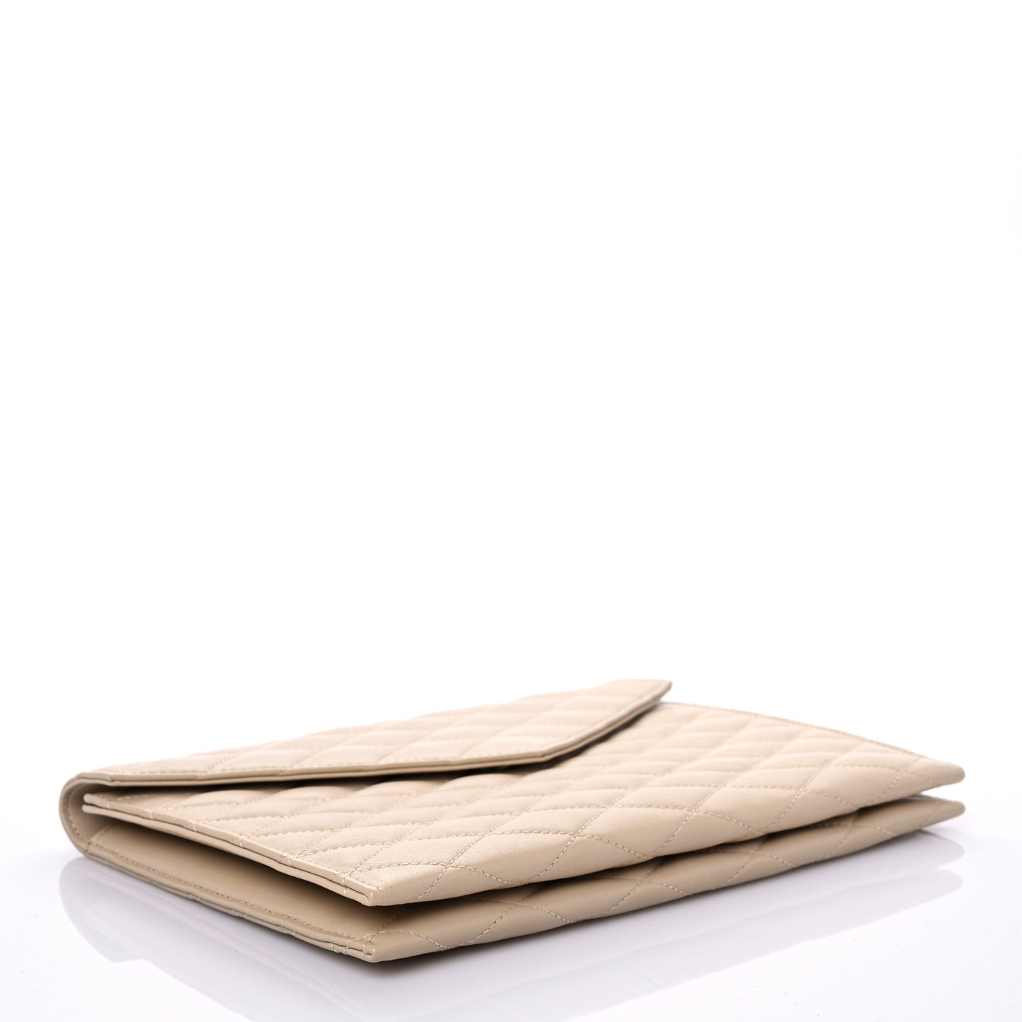 Lambskin Quilted Envelope Clutch Beige