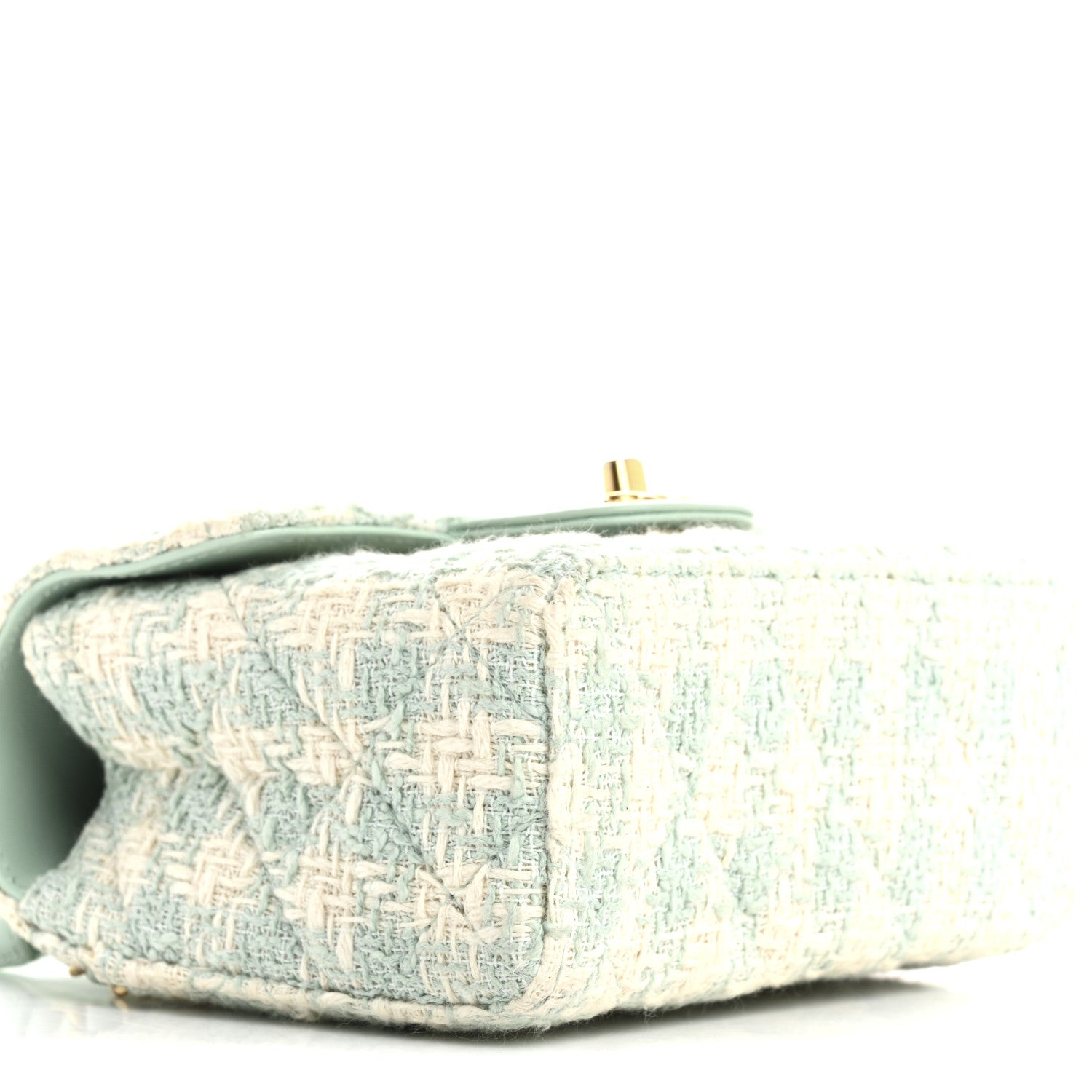 Chanel Tweed Handle Crush Top Handle Flap Bag Light Blue Ecru 9 of 11