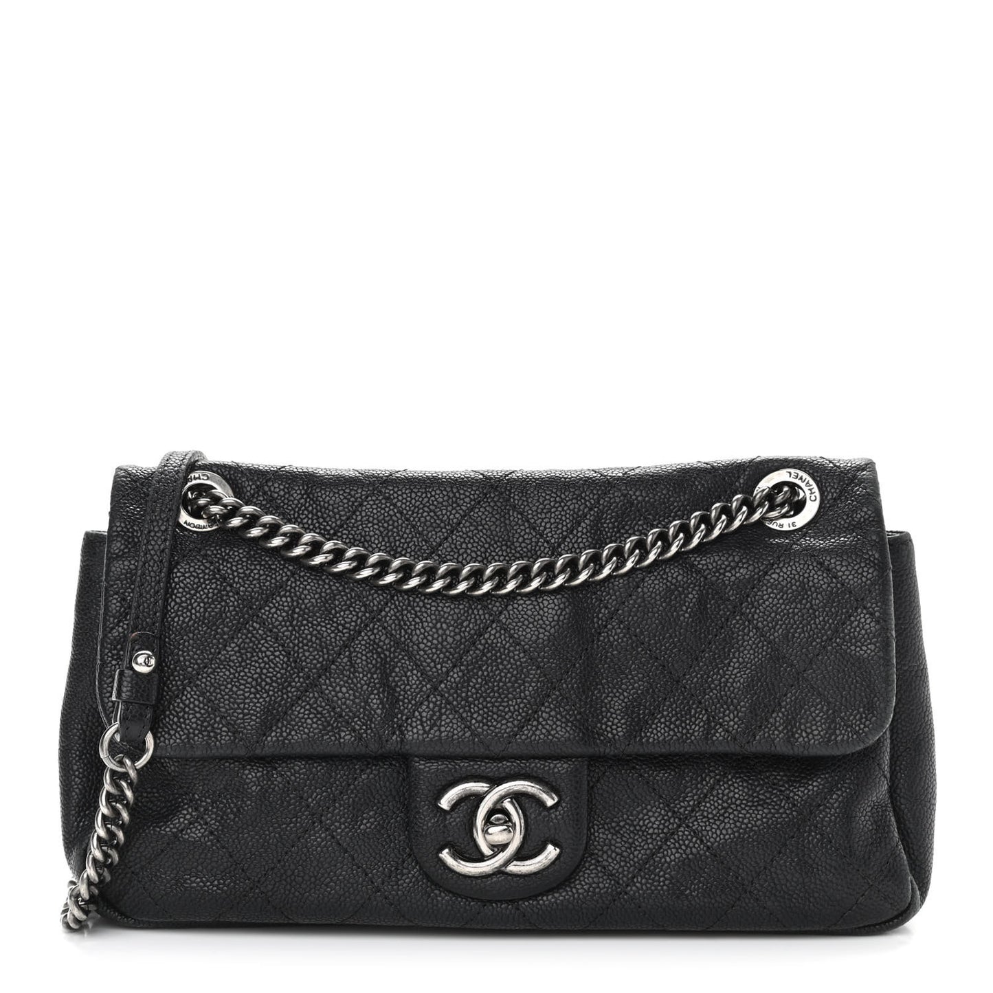 Caviar Quilted Medium Simply CC Flap Black