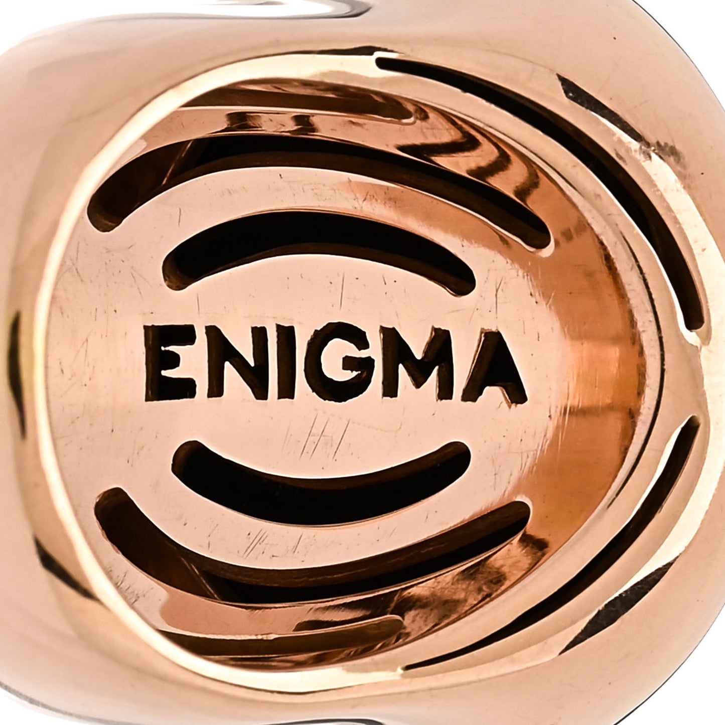 18K Rose Gold Diamond Jet Coral Enigma Lips Ring 56 7.5