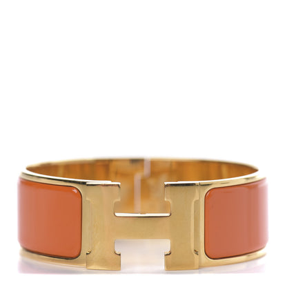 Hermes Enamel Wide Clic Clac H Bracelet GM Orange 1 of 3