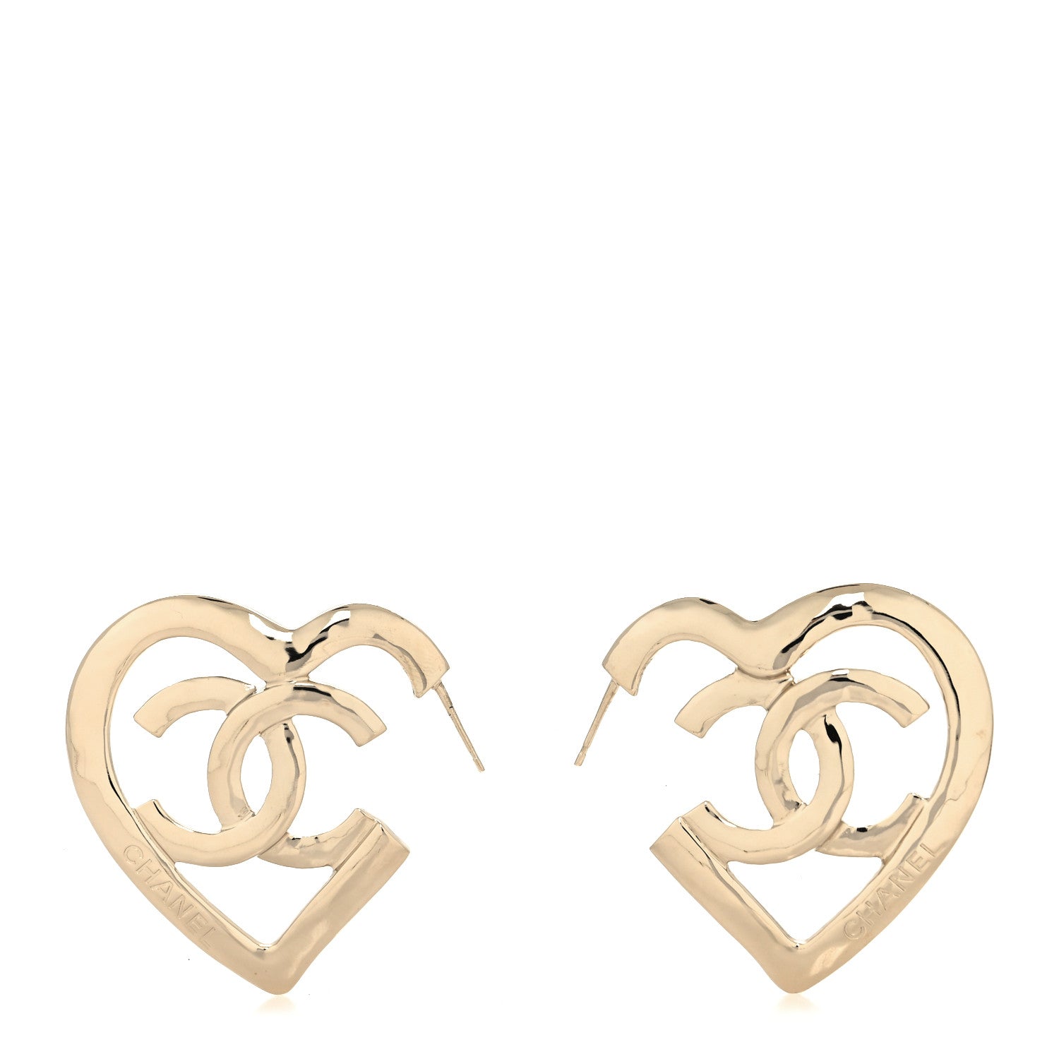 Chanel Metal CC Heart Coco In Love Hoop Earrings Gold 1 of 4
