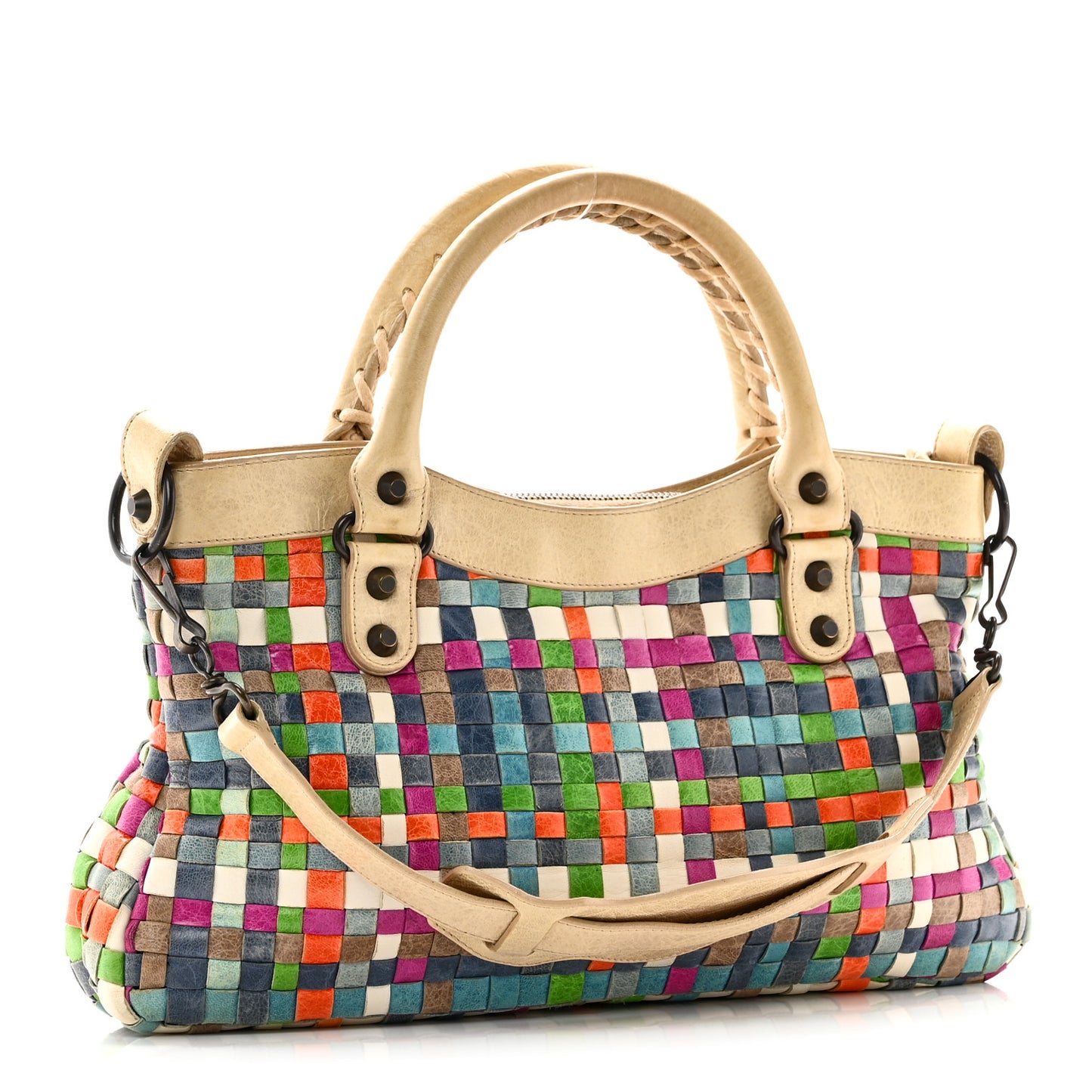 Agneau Lattice Woven Classic Hardware First Multicolor Praline