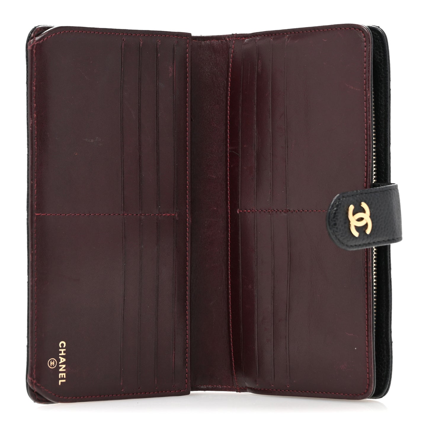 Caviar Quilted CC French Long Wallet Black