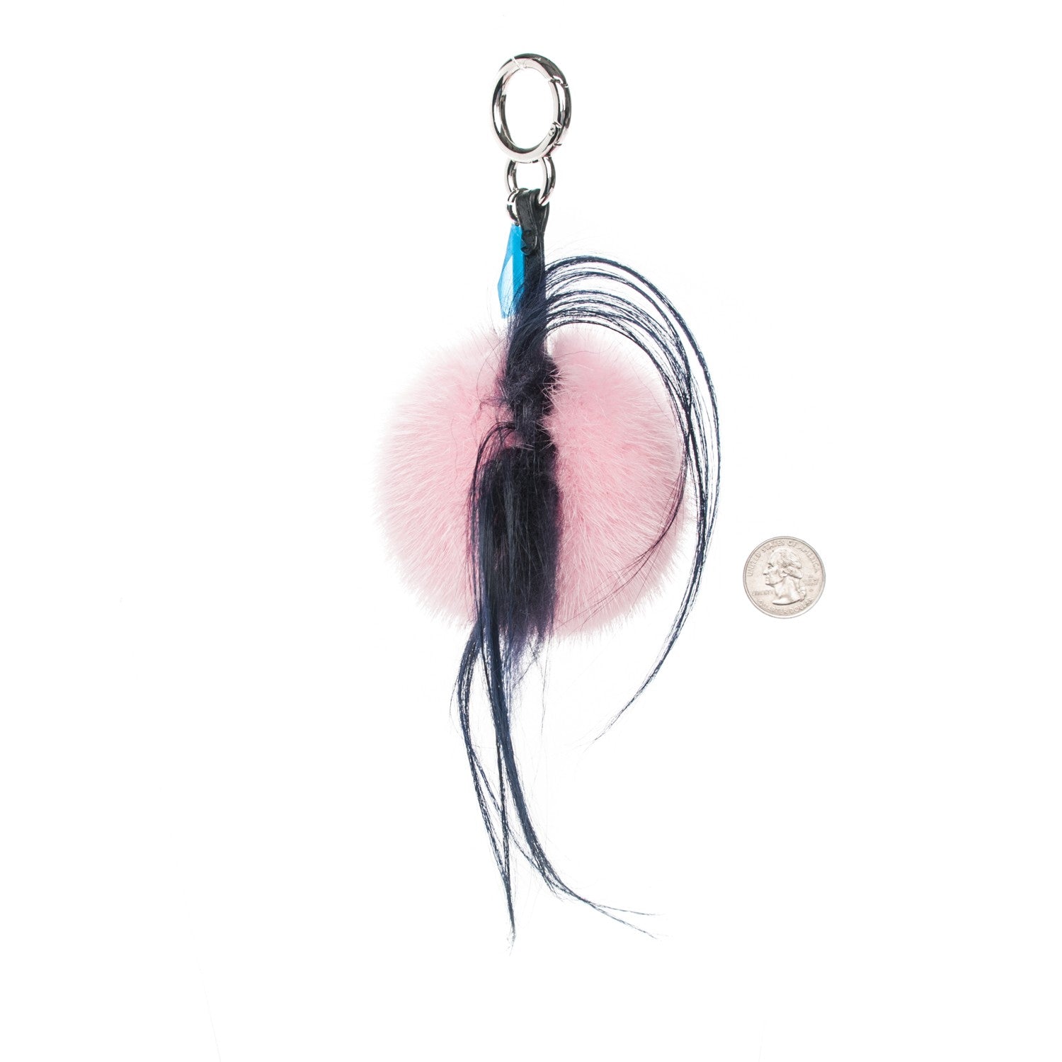 Fendi Mink Goat Fur QuTweet Bag Bug Charm Marshmallow Black 2 of 5