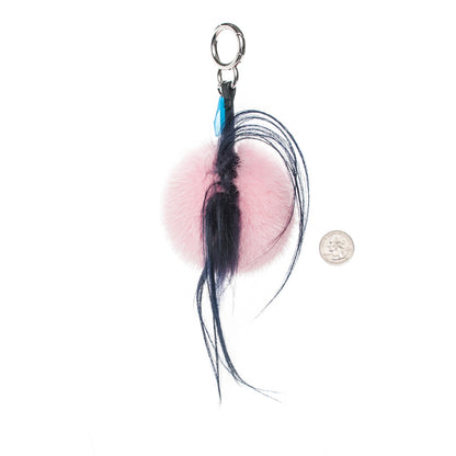 Fendi Mink Goat Fur QuTweet Bag Bug Charm Marshmallow Black 2 of 5