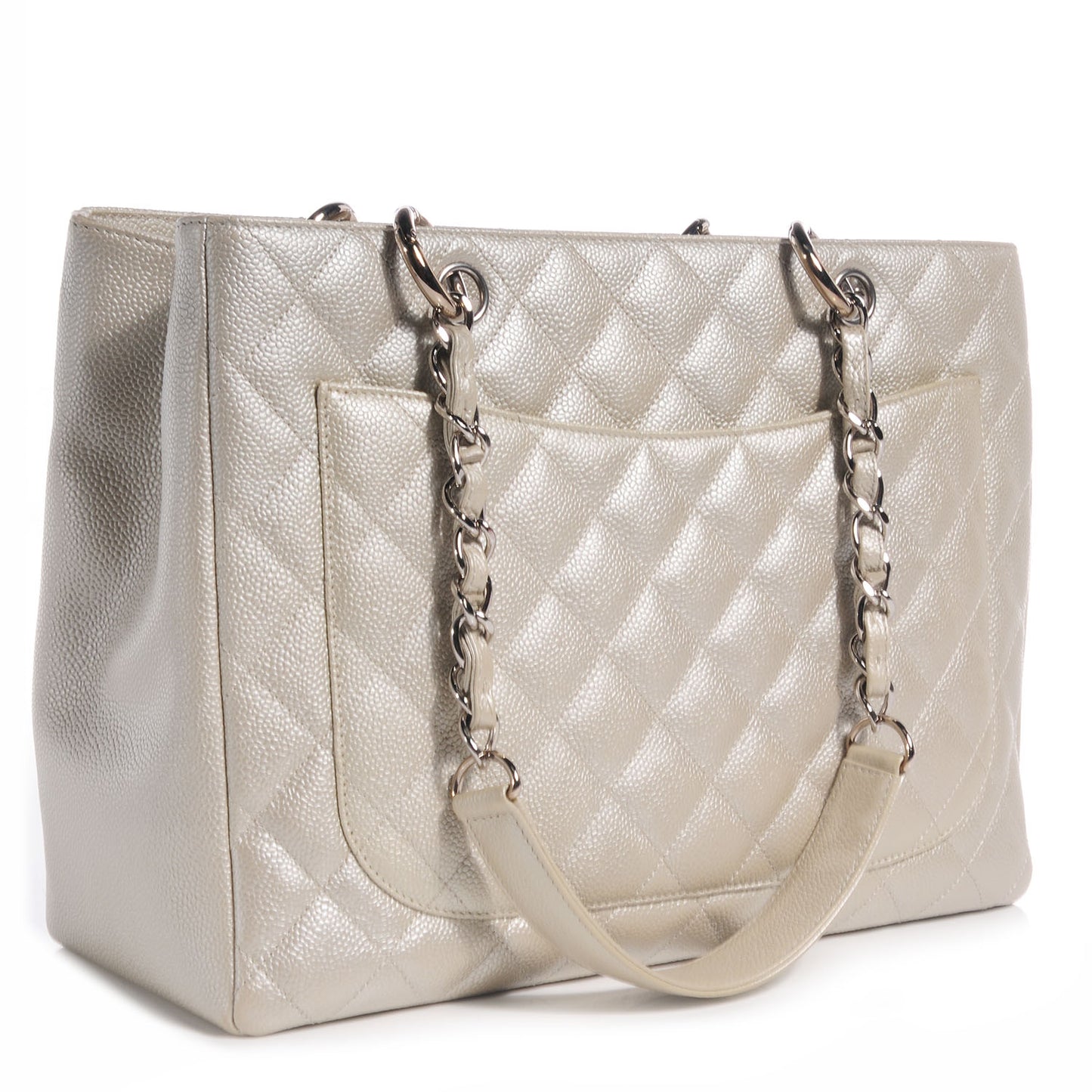 Caviar Quilted Grand Shopping Tote GST Pearl