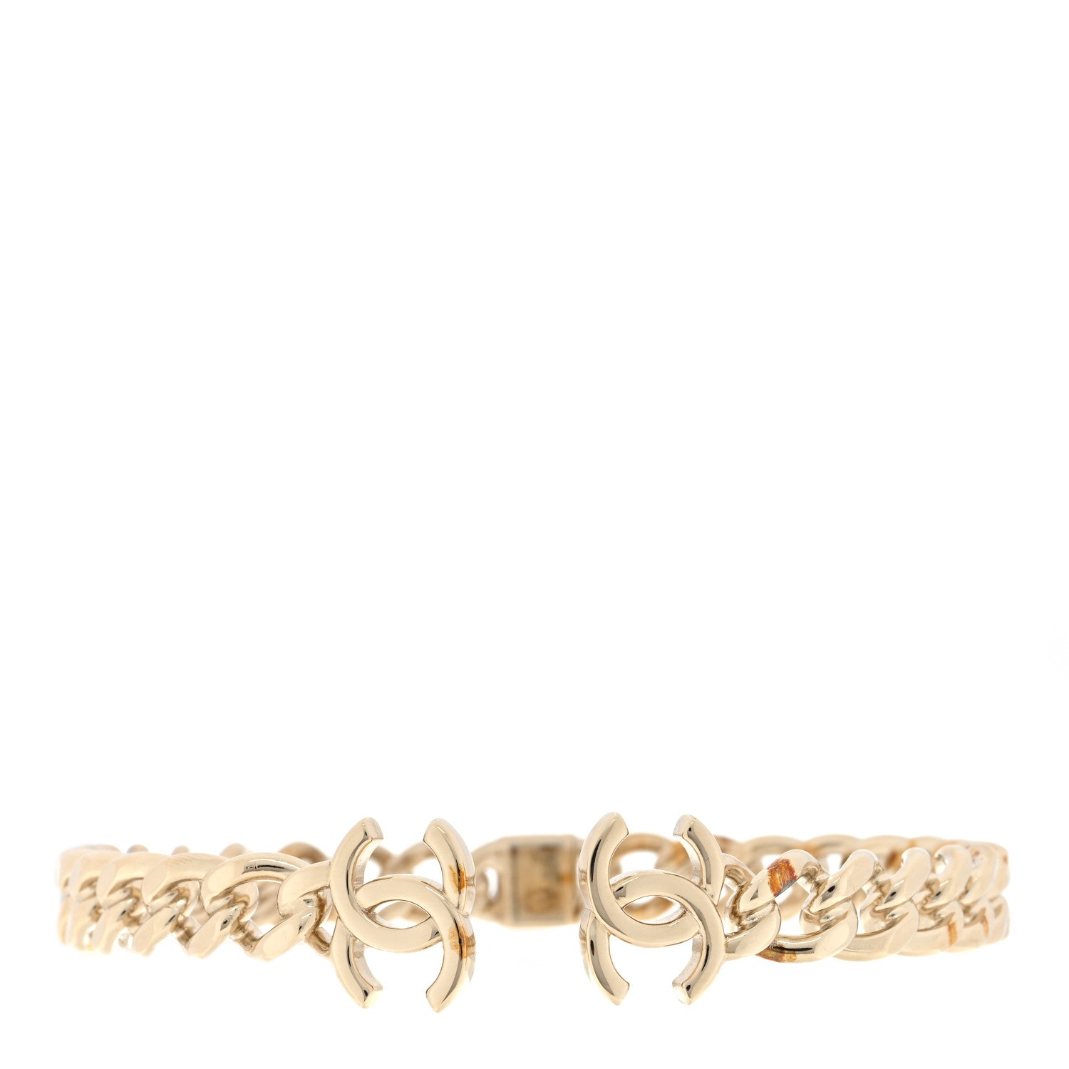 Chanel Metal CC Chain Link Choker Necklace M Gold 1 of 3