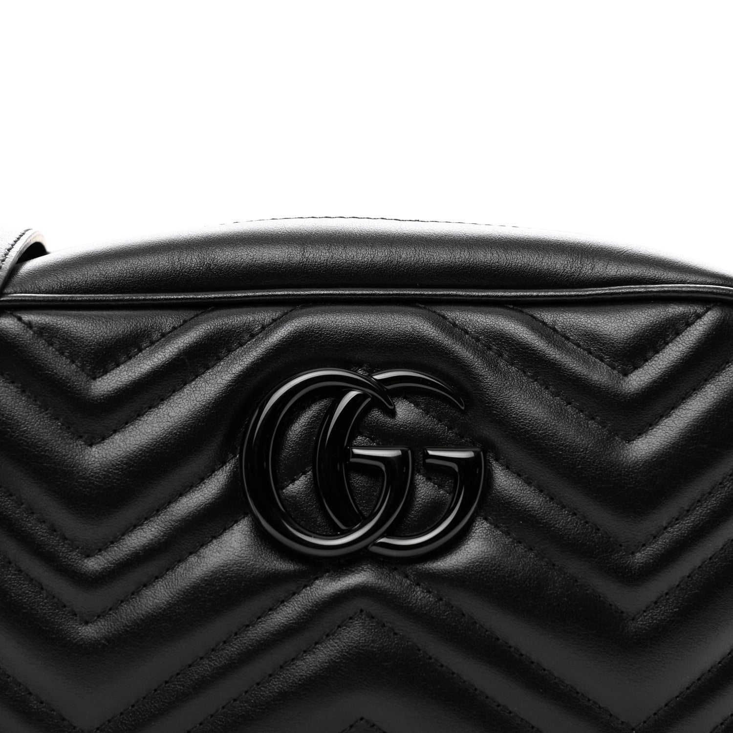 Gucci Calfskin Matelasse Monochrome Small GG Marmont Chain Shoulder Bag Black 5 of 10