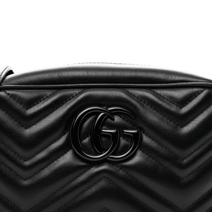 Gucci Calfskin Matelasse Monochrome Small GG Marmont Chain Shoulder Bag Black 5 of 10