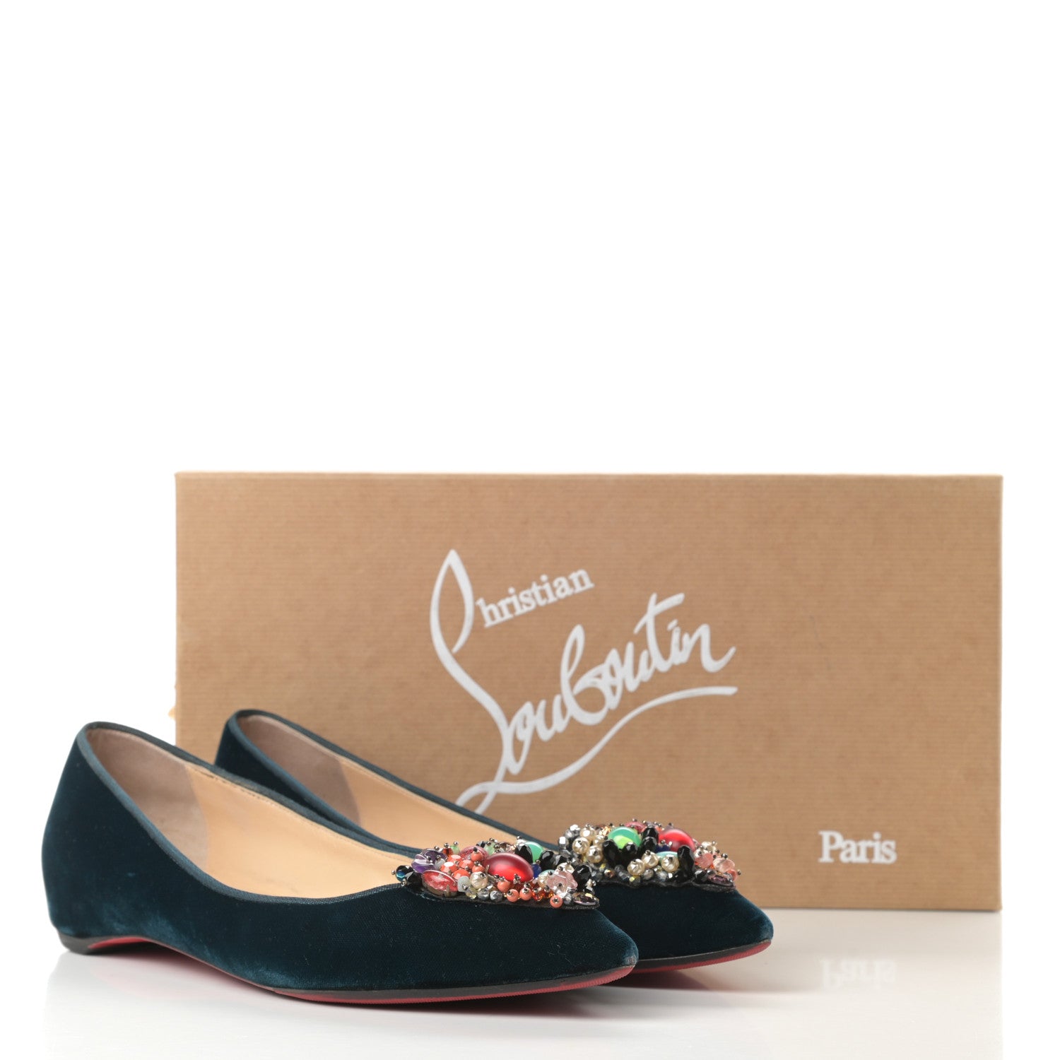 Christian Louboutin Velvet Diva Cora Flats 40 Lagune Multi 15 of 15