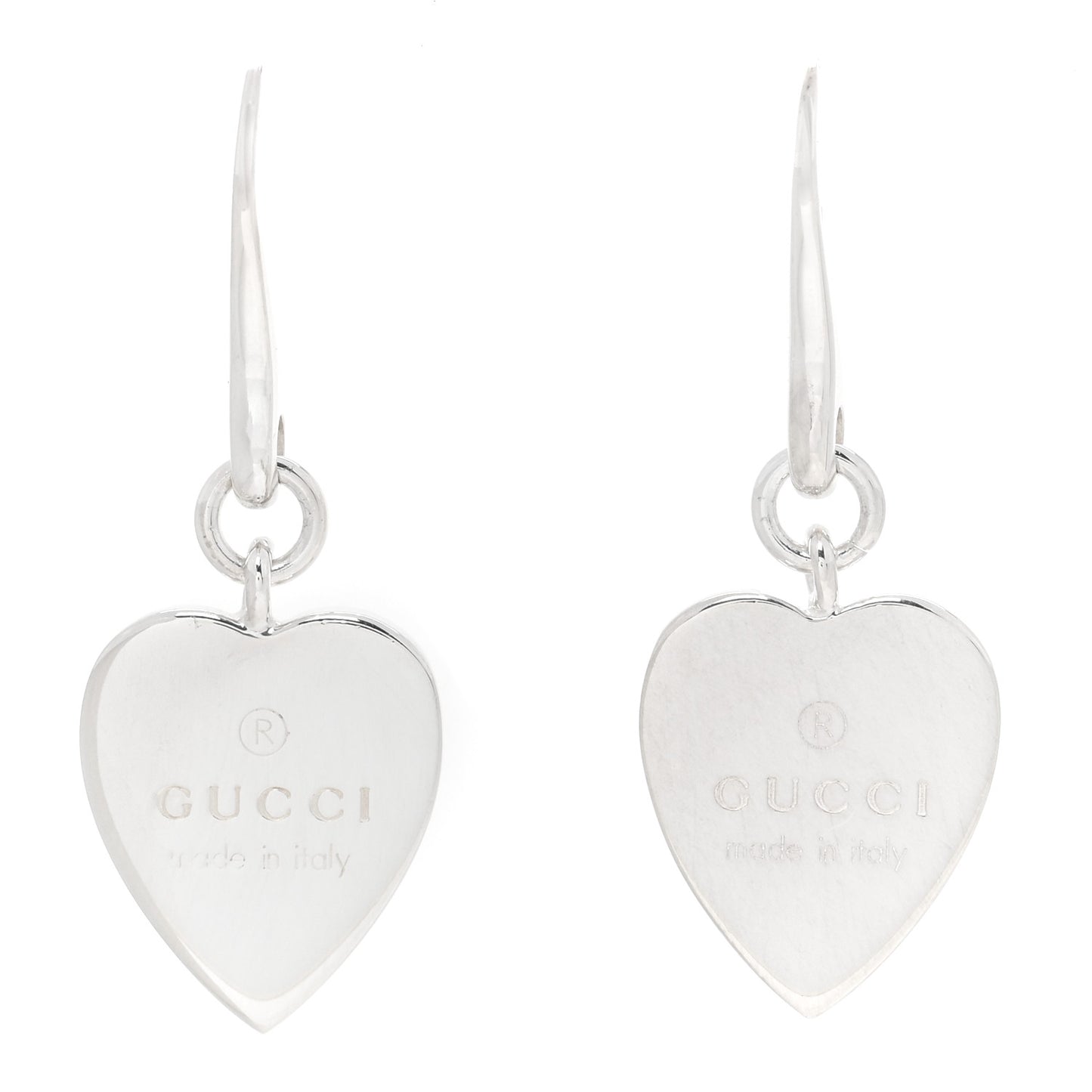 Sterling Silver Trademark Heart Drop Earrings