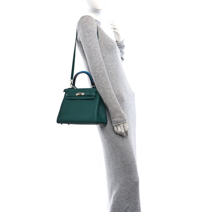 Hermes Togo Au Pas Kelly Retourne 28 Malachite Turquoise Black 2 of 10