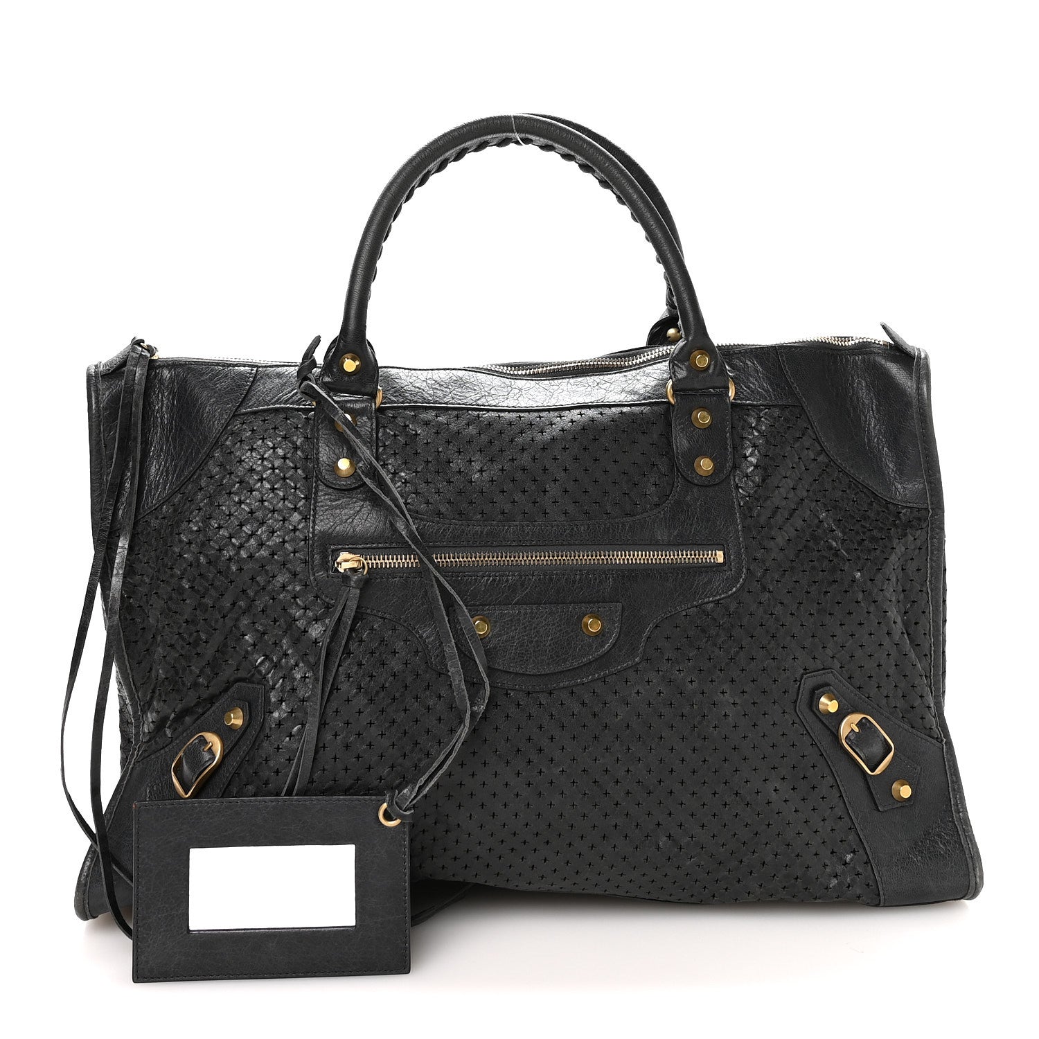 Balenciaga Agneau Laser Cut Cross Classic Gold Hardware Work Grey 2 of 11