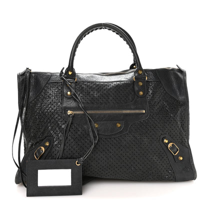 Balenciaga Agneau Laser Cut Cross Classic Gold Hardware Work Grey 2 of 11