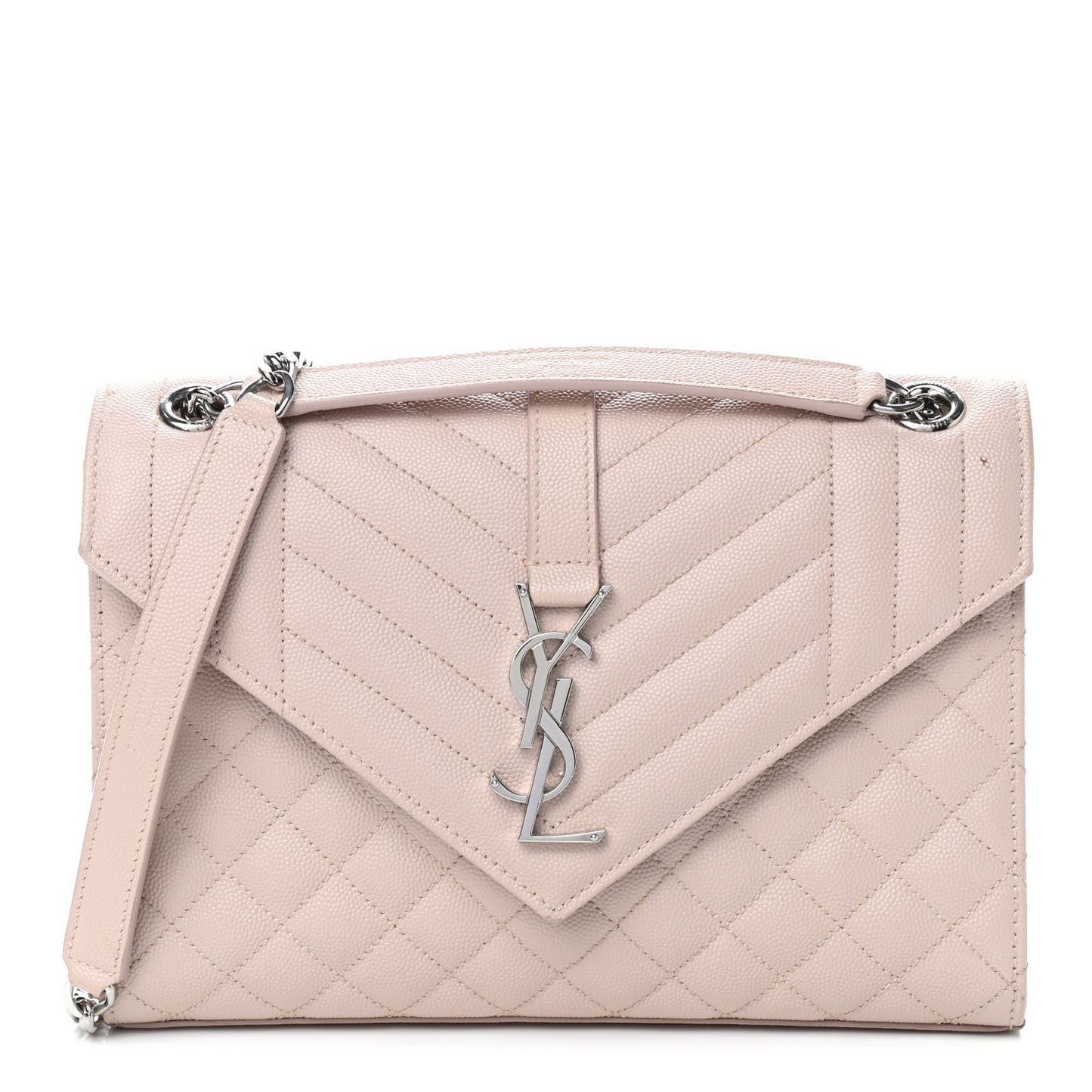 Grain De Poudre Textured Mixed Matelasse Medium Triquilt Monogram Satchel Marble Pink