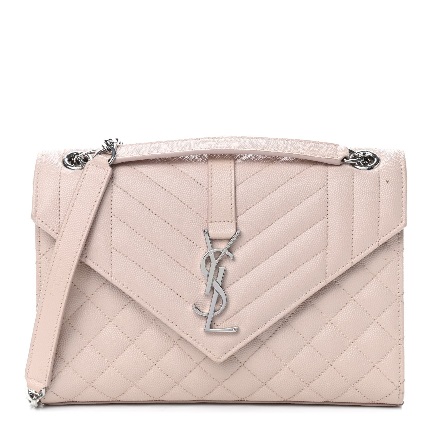 Saint Laurent Grain De Poudre Textured Mixed Matelasse Medium Triquilt Monogram Satchel Marble Pink 1 of 9