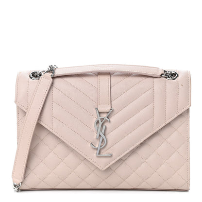 Saint Laurent Grain De Poudre Textured Mixed Matelasse Medium Triquilt Monogram Satchel Marble Pink 1 of 9