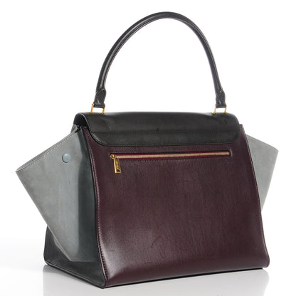 Celine Calfskin Suede Large Tri-Color Trapeze Dark Grey 3 of 9