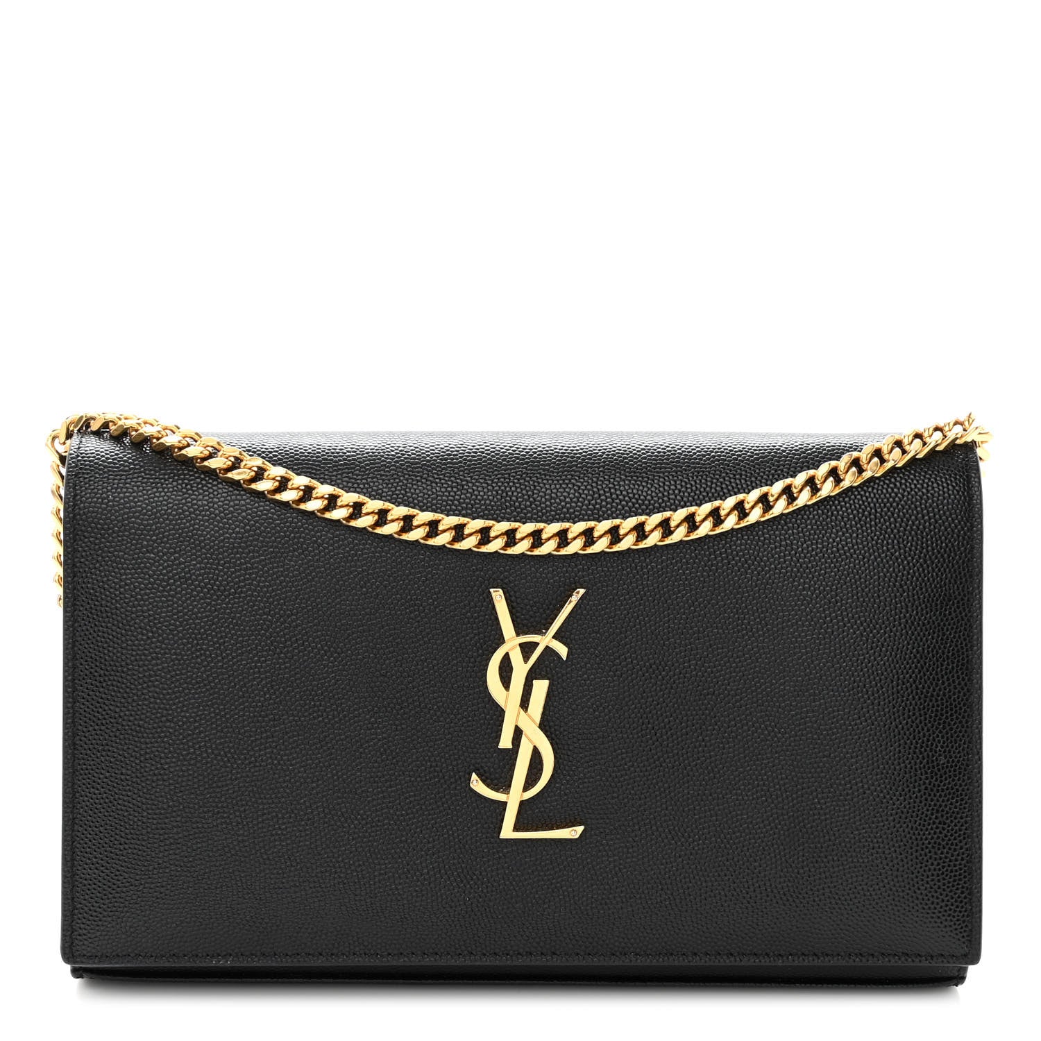 Saint Laurent Grain De Poudre Monogram Chain Wallet Black 1 of 8