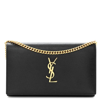 Saint Laurent Grain De Poudre Monogram Chain Wallet Black 1 of 8