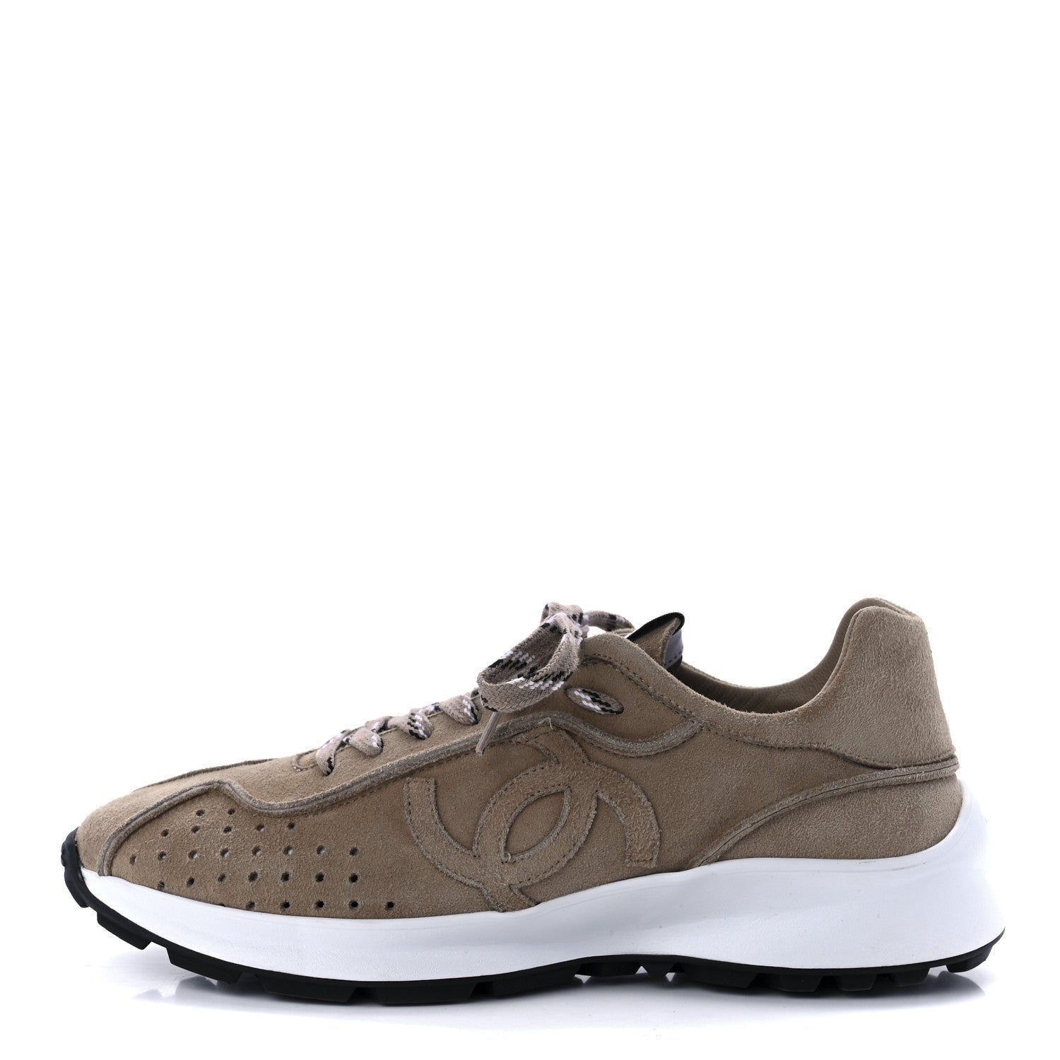 Chanel Suede Goatskin CC Sneakers 39.5 Dark Beige 1 of 9