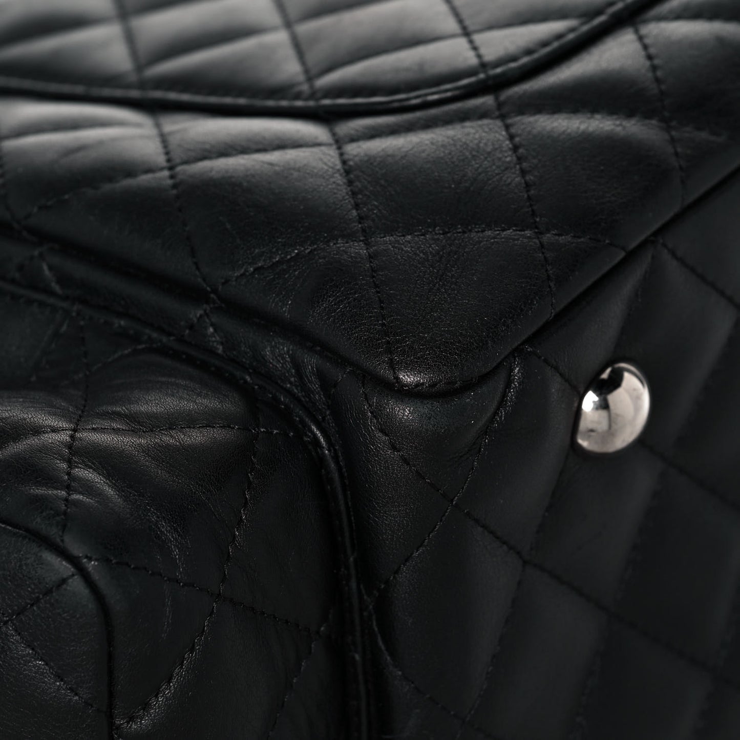 Calfskin Quilted Large Cambon Multipocket Reporter Black White