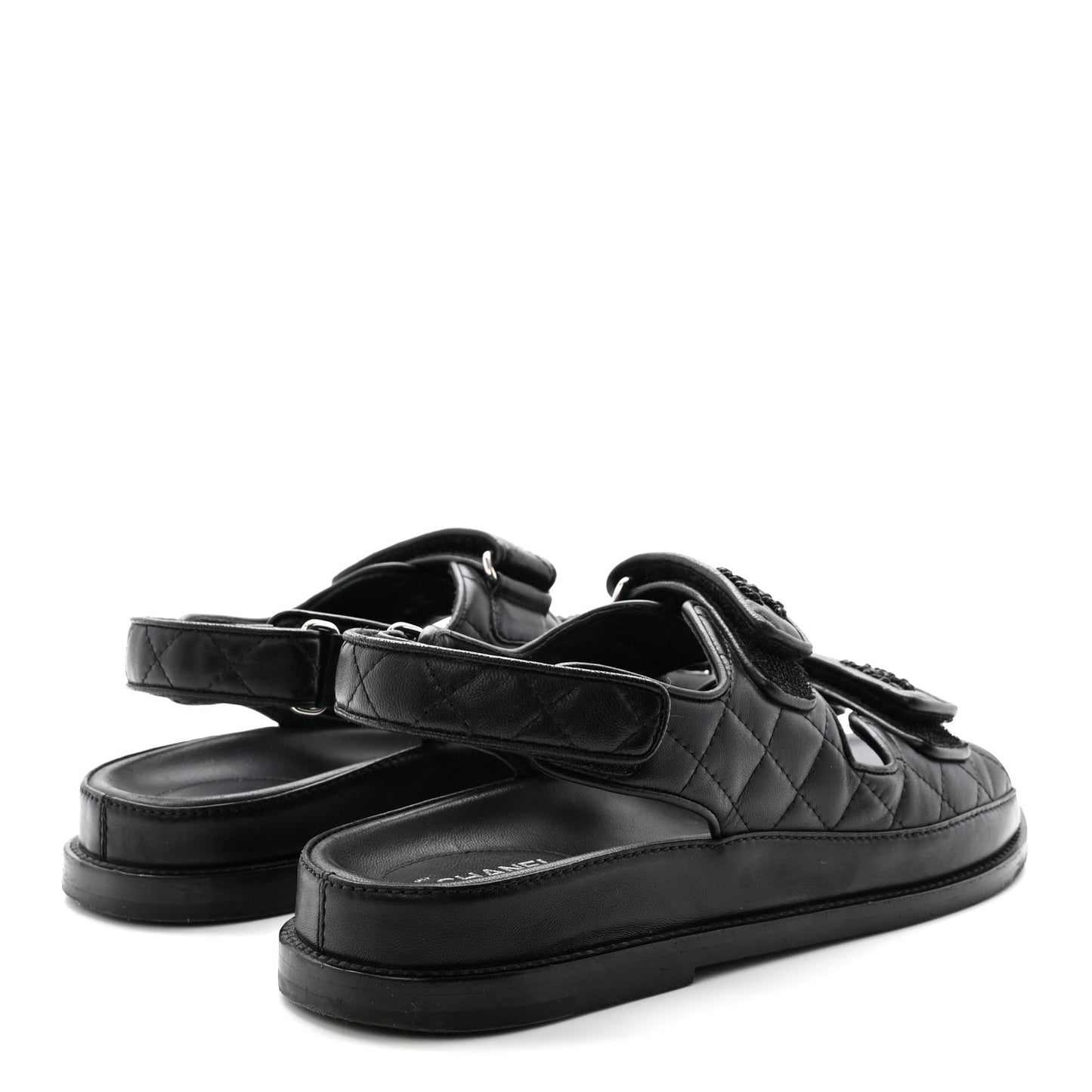 Lambskin Velcro Dad Sandals 38.5 Black