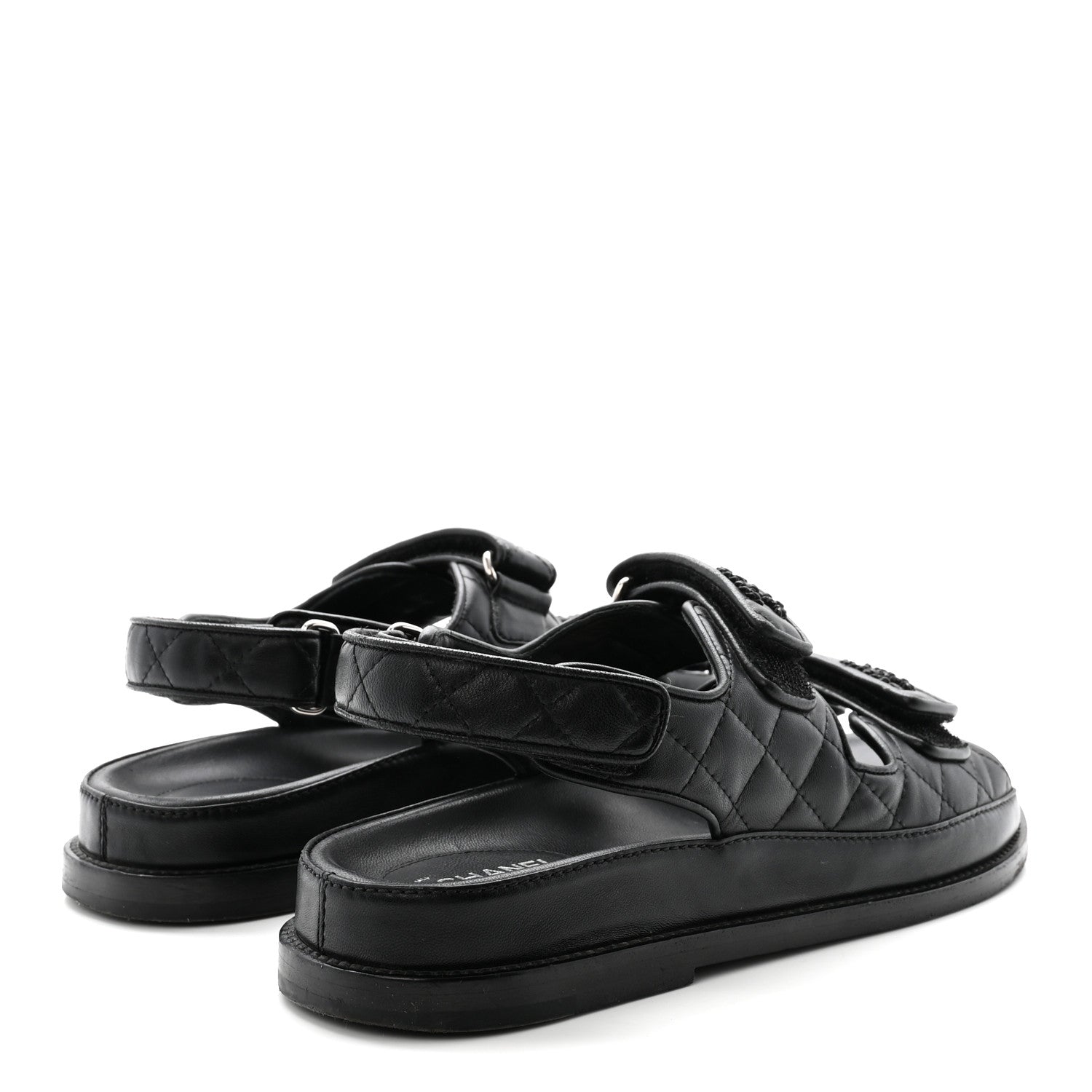 Chanel Lambskin Velcro Dad Sandals 38.5 Black 5 of 10