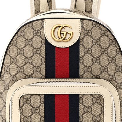 Gucci GG Supreme Monogram Textured Calfskin Web Small Ophidia Day Backpack Beige Ebony Mystic White 8 of 10