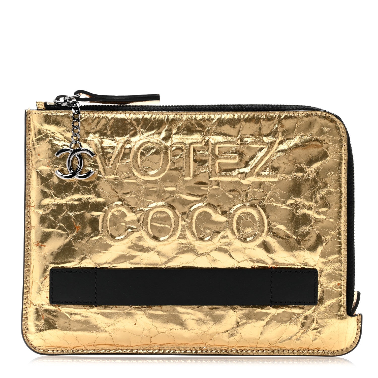 Chanel Metallic Lambskin Small Feminine Pouch Clutch Gold 1 of 10