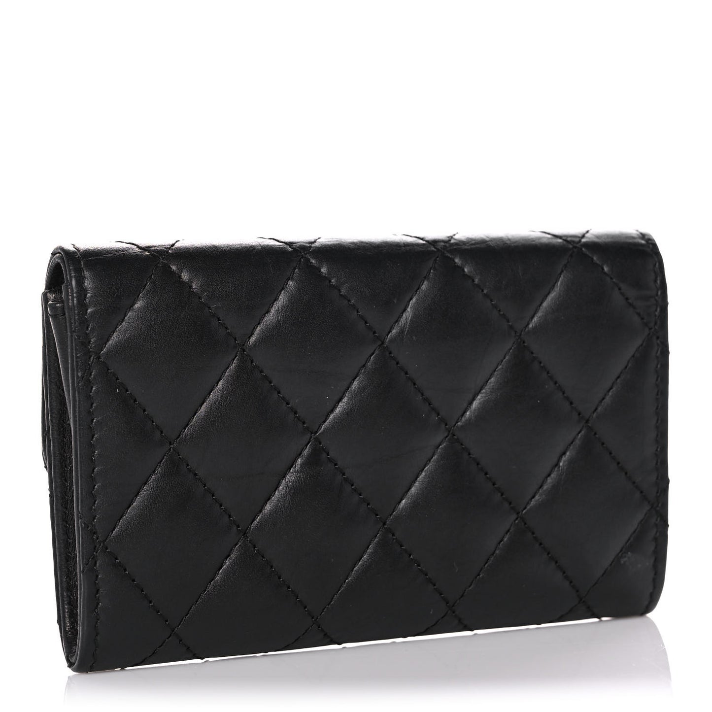 Aged Calfskin Quilted Reissue Flap Card Holder Black