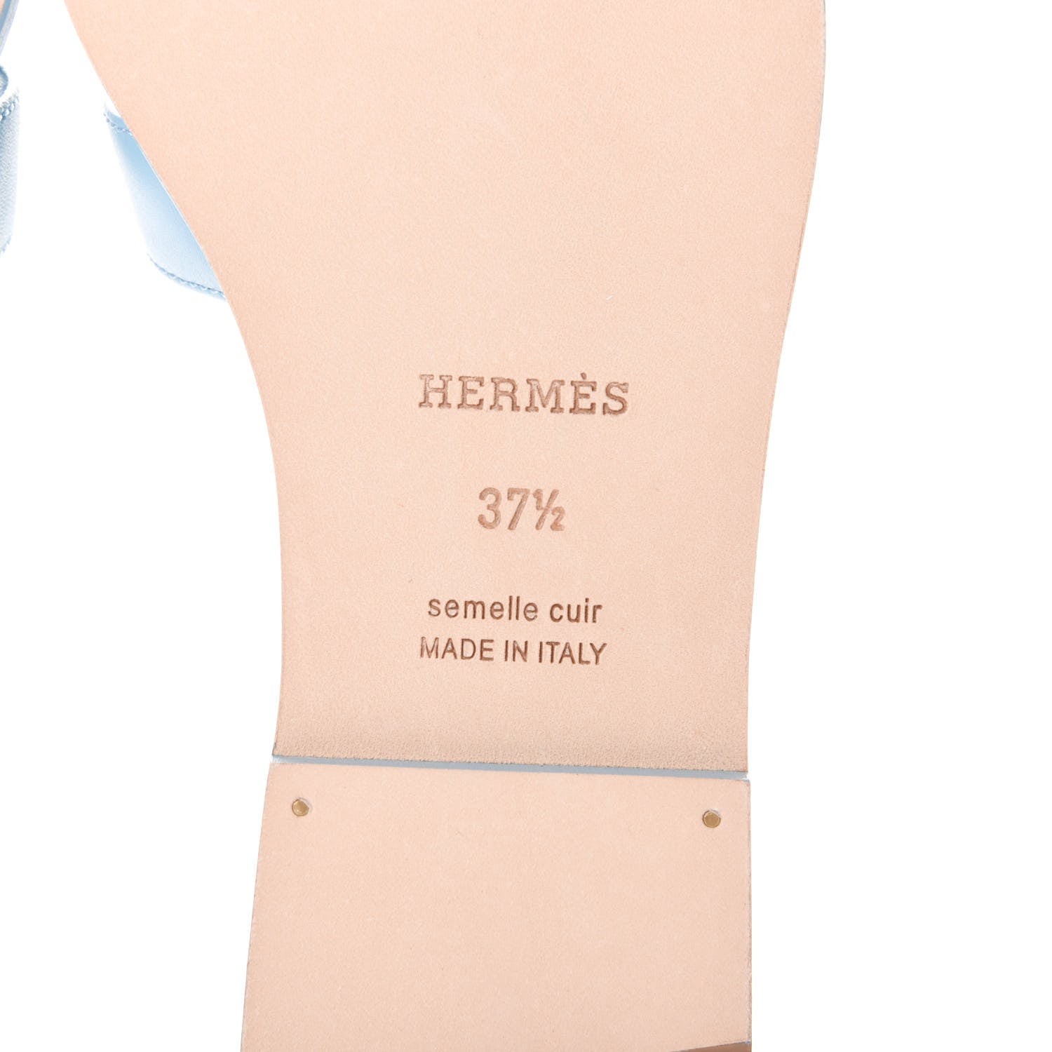 Hermes Calfskin Oran Sandals 37.5 Bleu Dorset 7 of 11