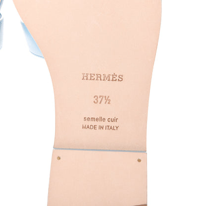 Hermes Calfskin Oran Sandals 37.5 Bleu Dorset 7 of 11
