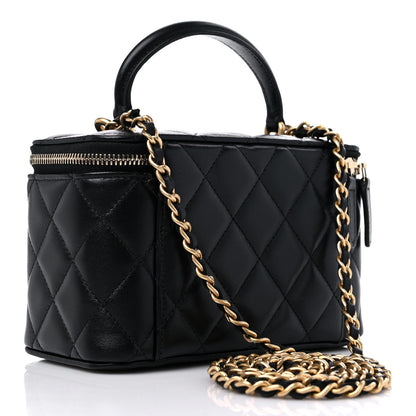 Chanel Lambskin Quilted Small Top Handle Vanity Case With Chain Black 3 of 10