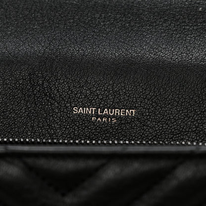 Saint Laurent Sheepskin Matelasse Chevron Monogram Monochrome Large College Satchel Black 5 of 13