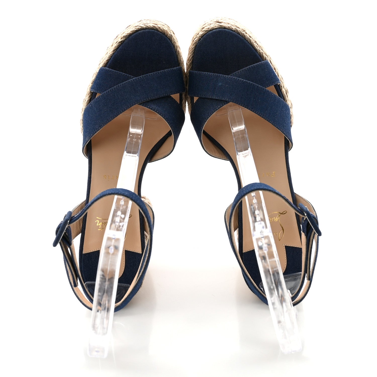 Christian Louboutin Denim Mariza 130 Espadrille Sandals 41 Blue Natural 2 of 8