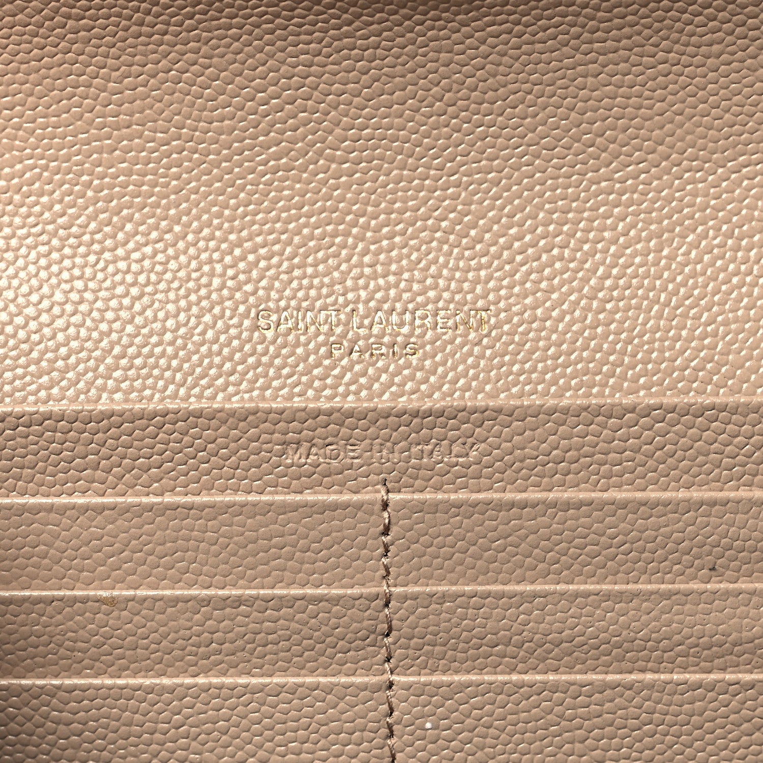 Saint Laurent Grain De Poudre Matelasse Chevron Monogram Flap Wallet Dark Beige 6 of 12