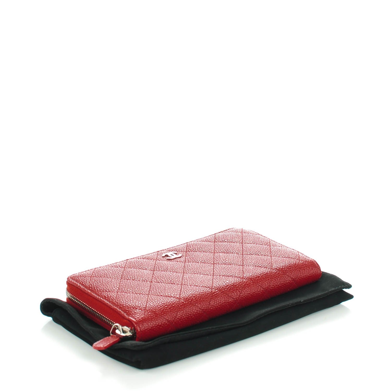 Chanel Caviar Quilted Large Gusset Zip Around Wallet Dark Red 4 of 8