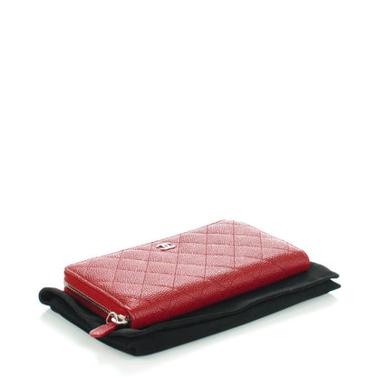 Chanel Caviar Quilted Large Gusset Zip Around Wallet Dark Red 4 of 8