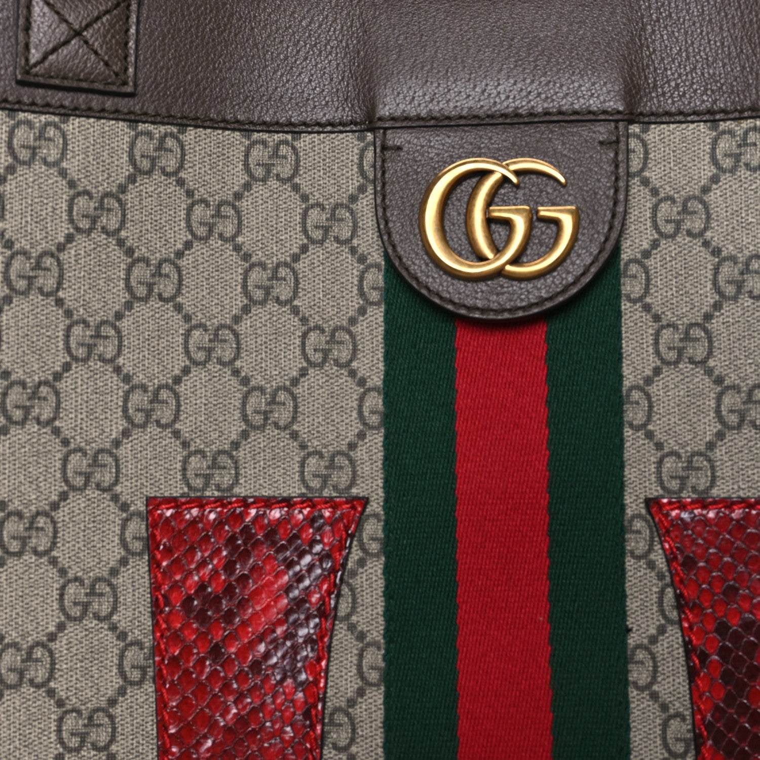 Gucci GG Supreme Monogram Ayers Web Large DIY Ophidia Vertical Shopping Tote Brown 9 of 11