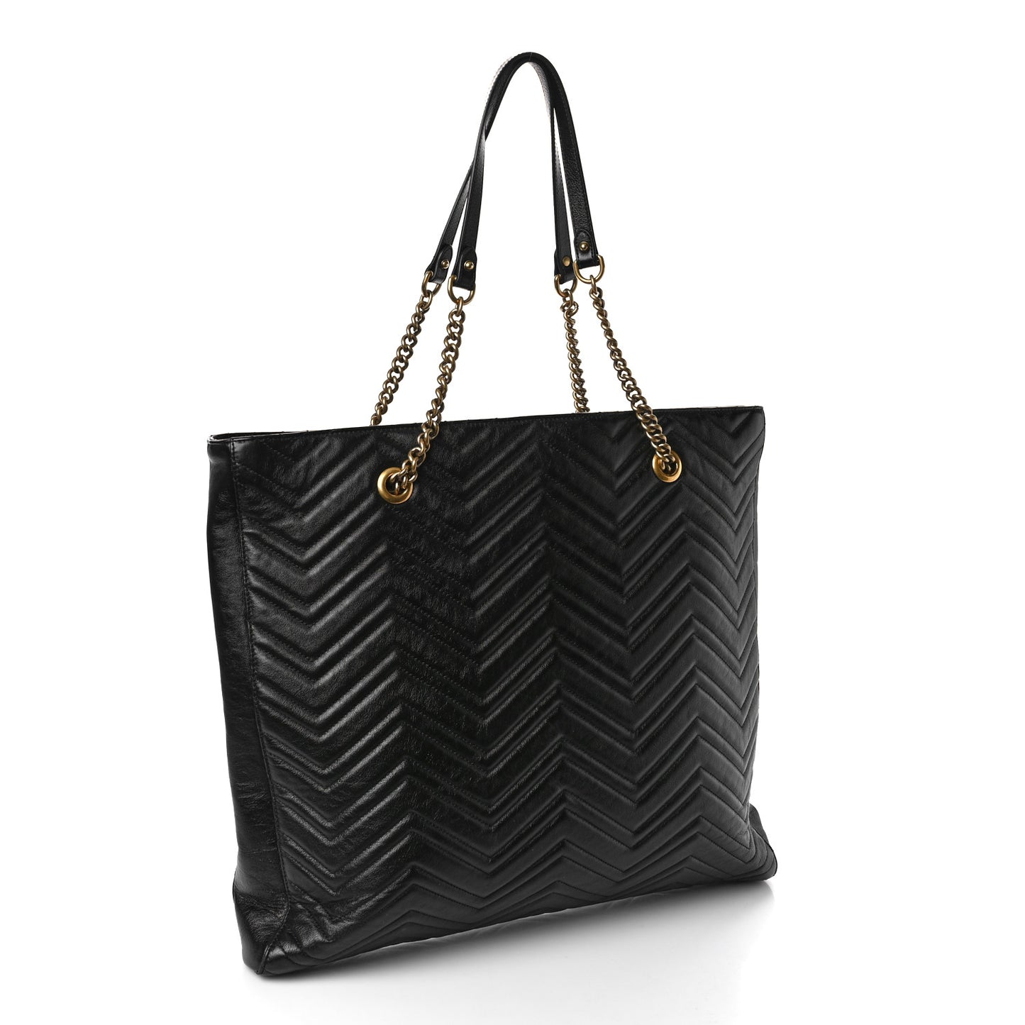 Azalea Calfskin Matelasse Large GG Marmont Slim Tote Black