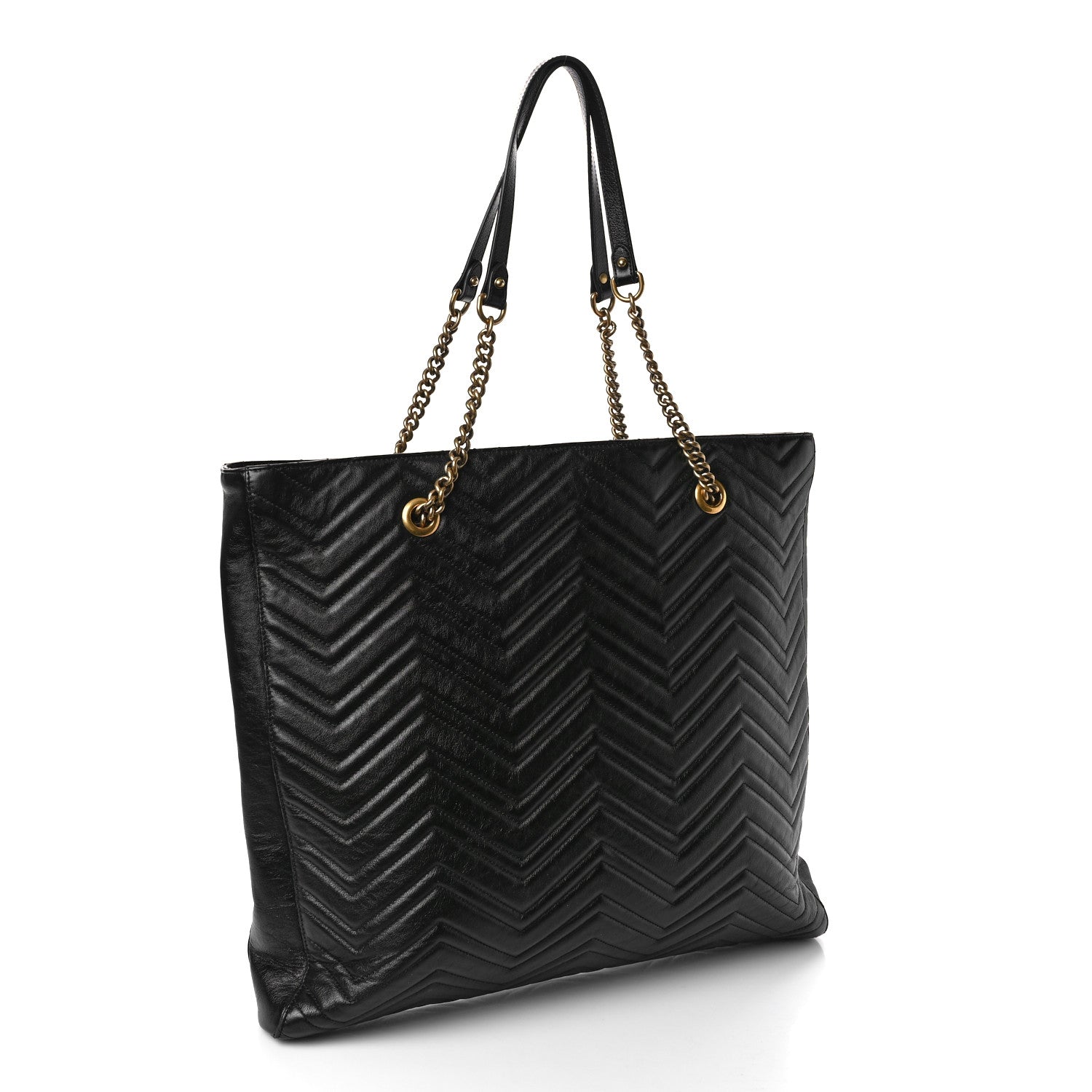 Gucci Azalea Calfskin Matelasse Large GG Marmont Slim Tote Black 3 of 11