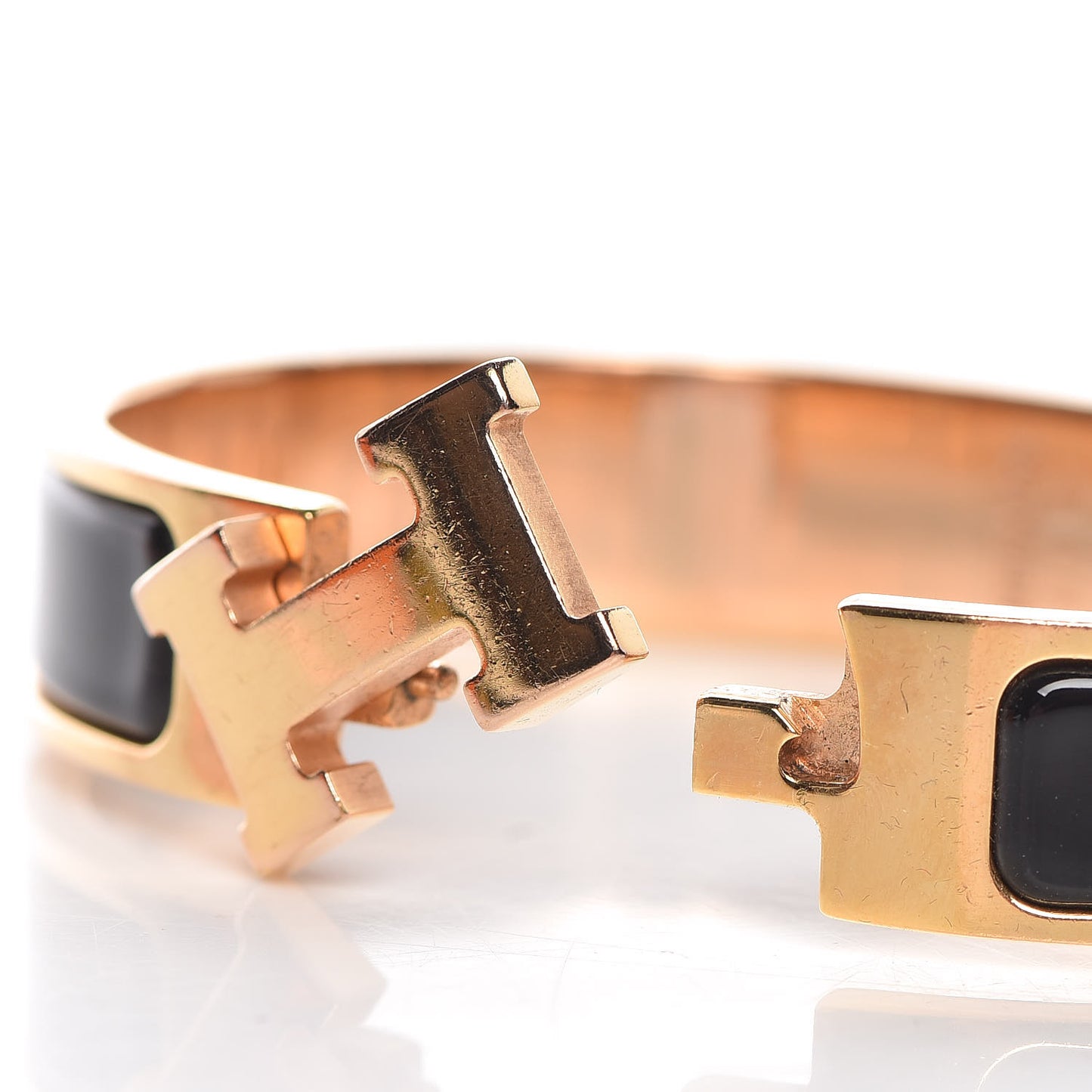 Enamel Narrow Clic Clac H Bracelet PM Black