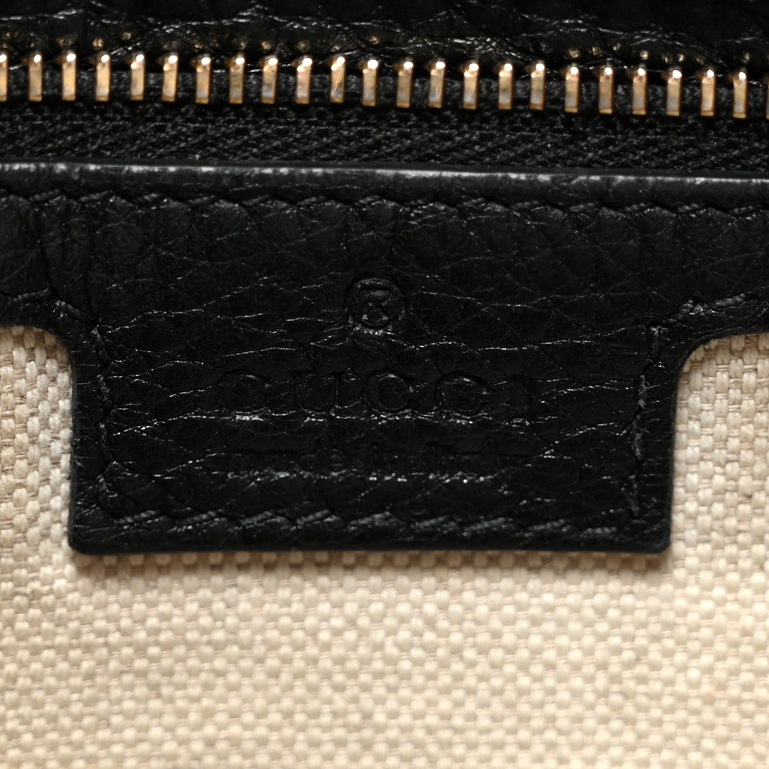 Gucci GG Grainy Calfskin Emblem Large Half Moon Shoulder Bag Black 6 of 11