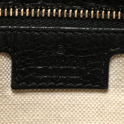 Gucci GG Grainy Calfskin Emblem Large Half Moon Shoulder Bag Black 6 of 11